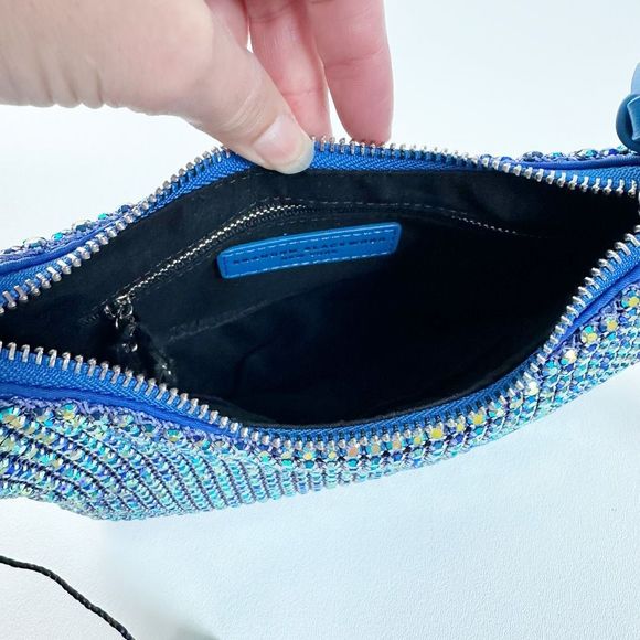 BRANDON BLACKWOOD Syl Blue Crystal Metallic Bag Top Handle Light Sapphire - Picture 9 of 12